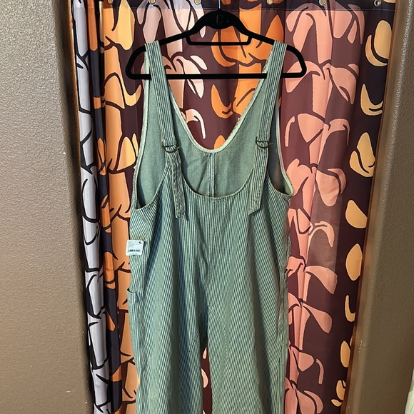 NWT Free People High Roller Railroad Jumpsuit Overalls in Pillow Talk Stripe - Picture 2 of 4